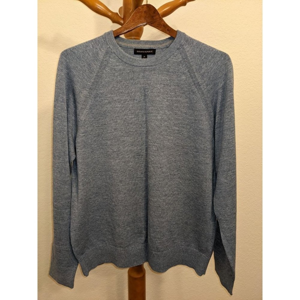 Banana Republic Men's Cotton Crewneck Sweater, Light Blue